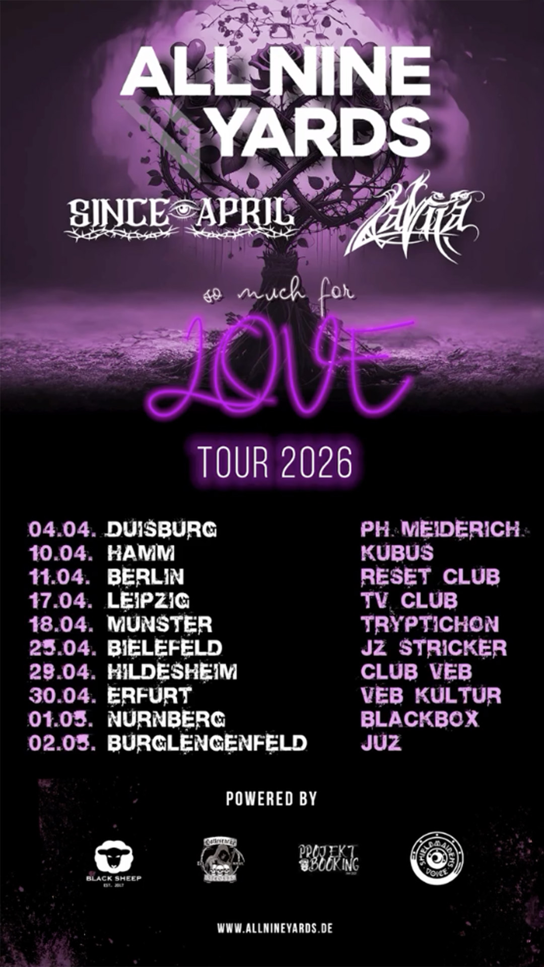 All Nine Yards & Since April - So Much For Love Tour 2026 - 2026 - Tourposter