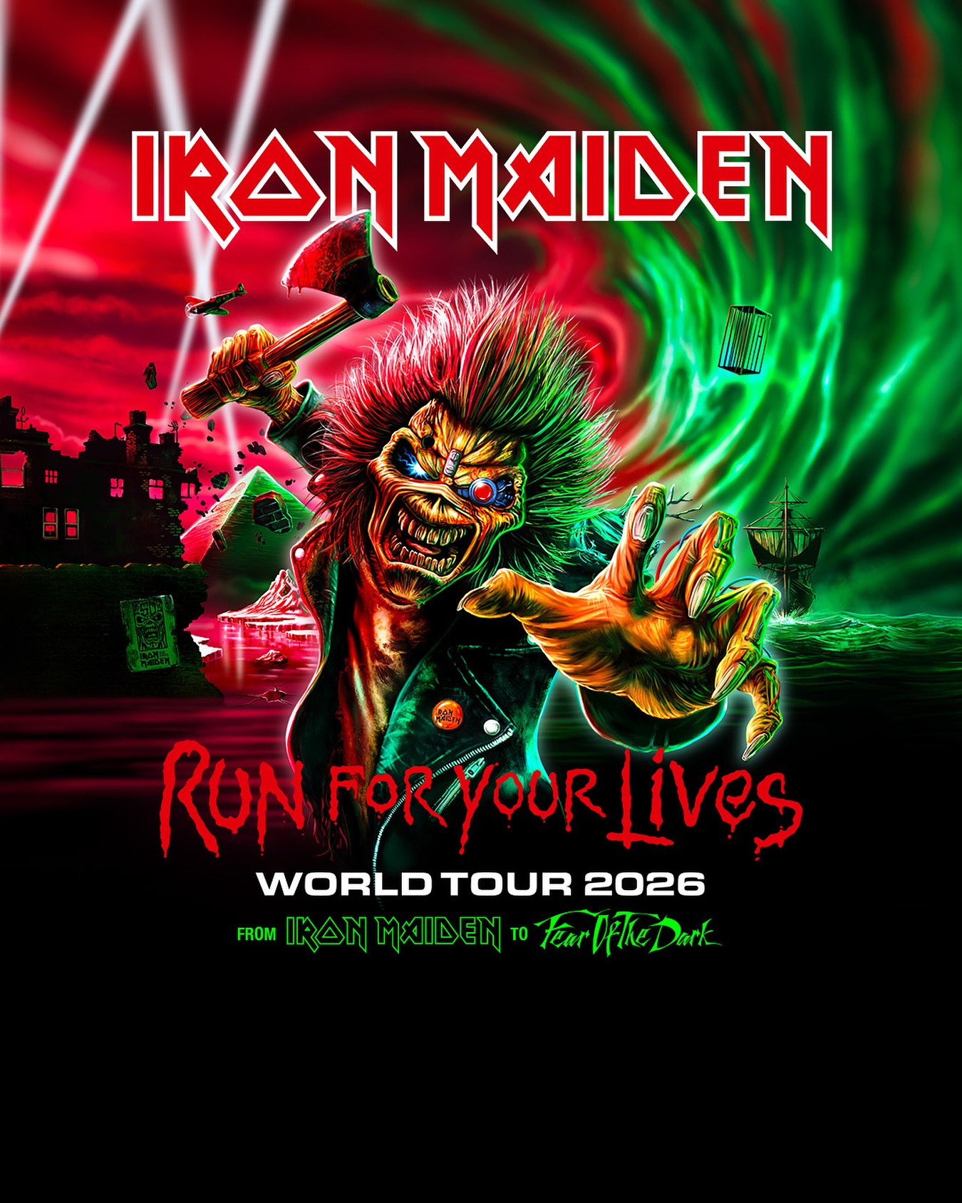 Iron Maiden Run For Your Lives World Tour 2026 Plakat