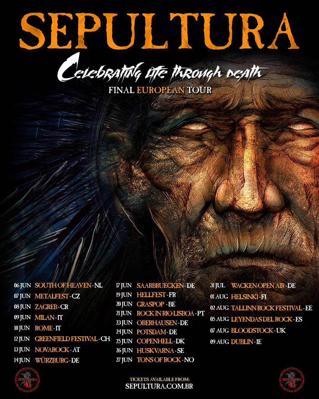 Sepultura Celebrating Life Through Death - Final European Tour Plakat
