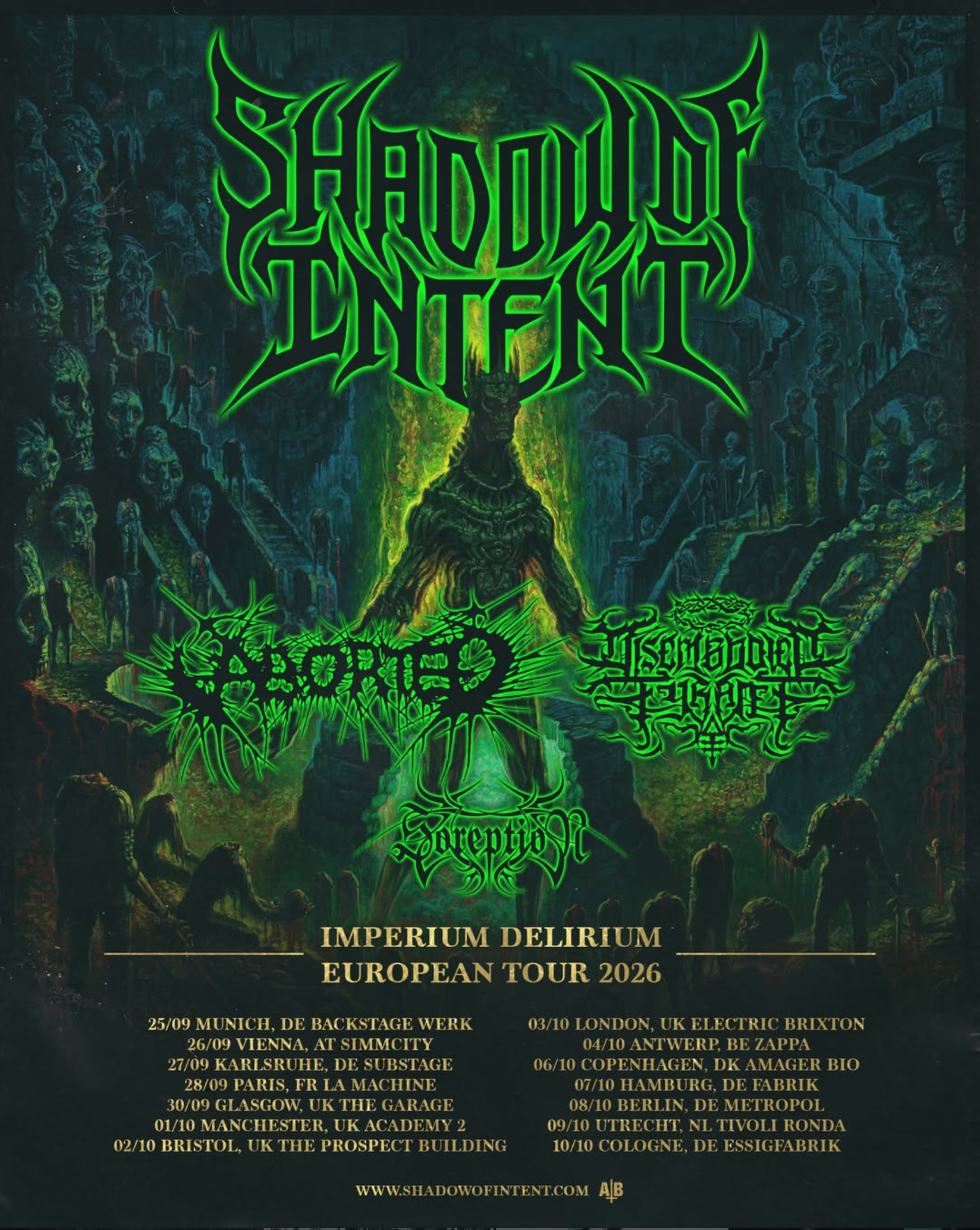 Aborted Imperium Delirium European Tour 2026 Plakat