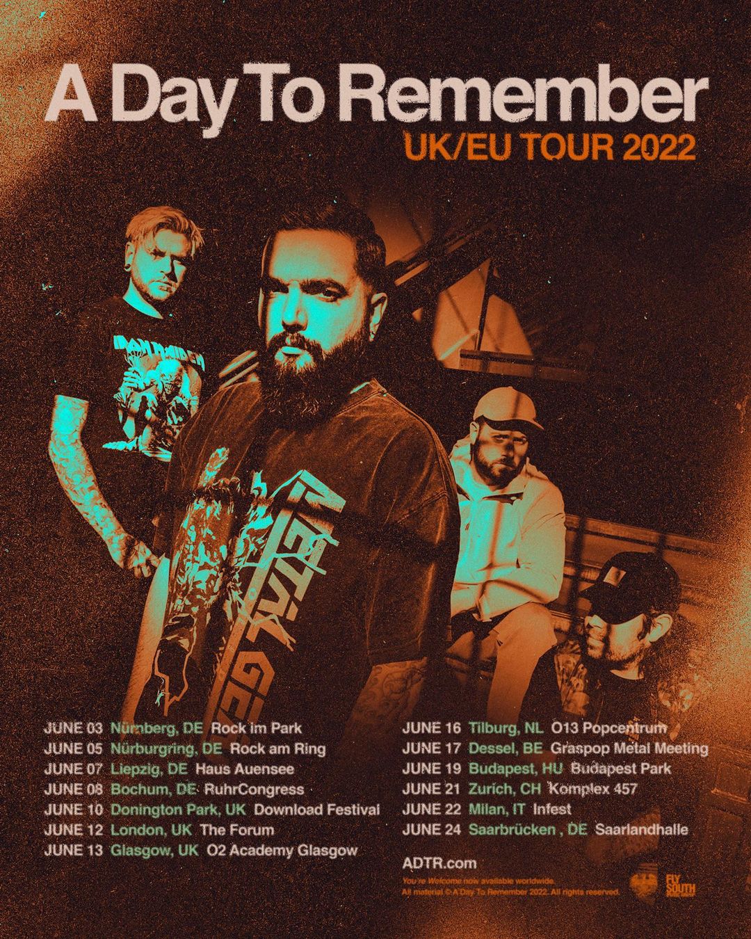 A Day To Remember ADTR Tour 2022 Tickets Konzerte