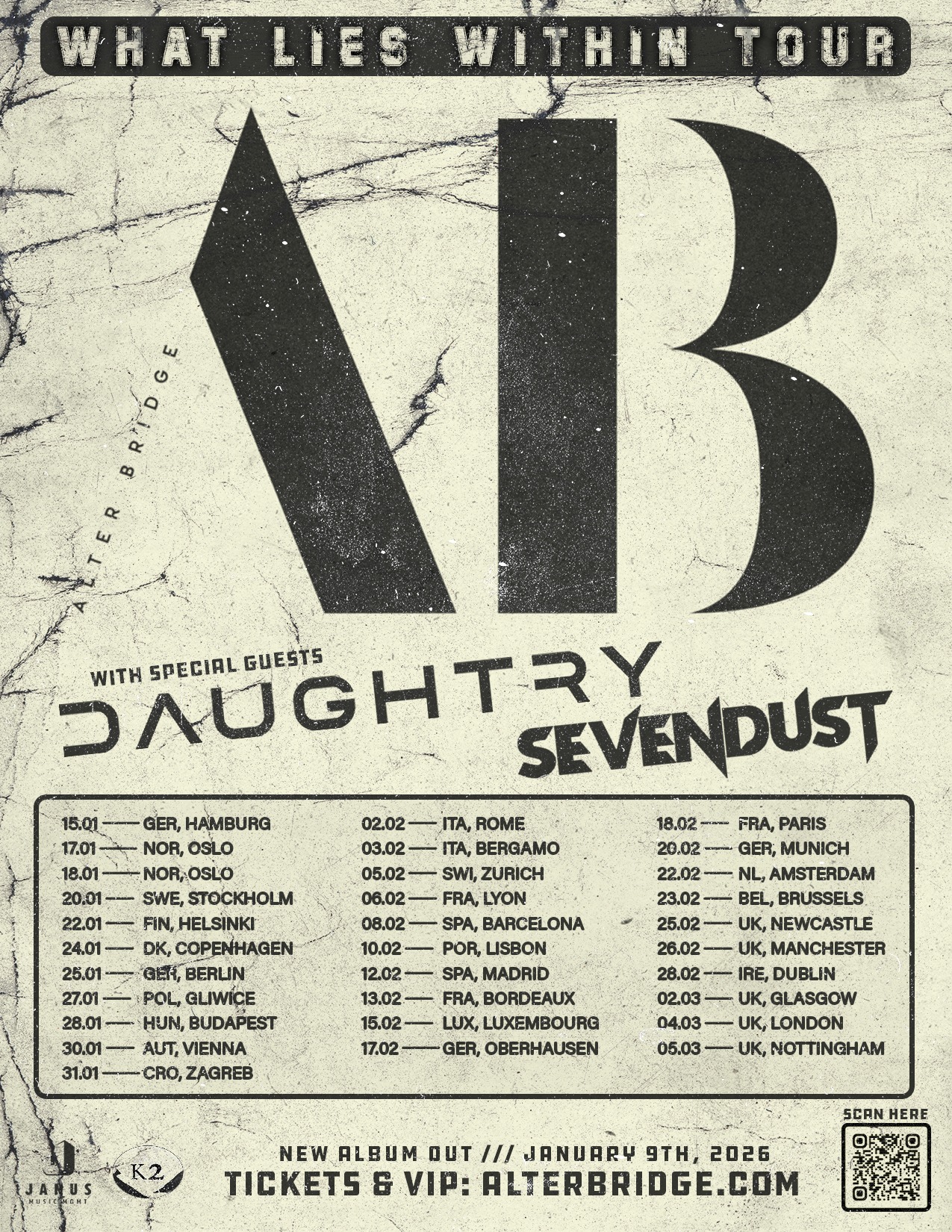 Alter Bridge What Lies Within Tour 2026 Konzerte Tickets