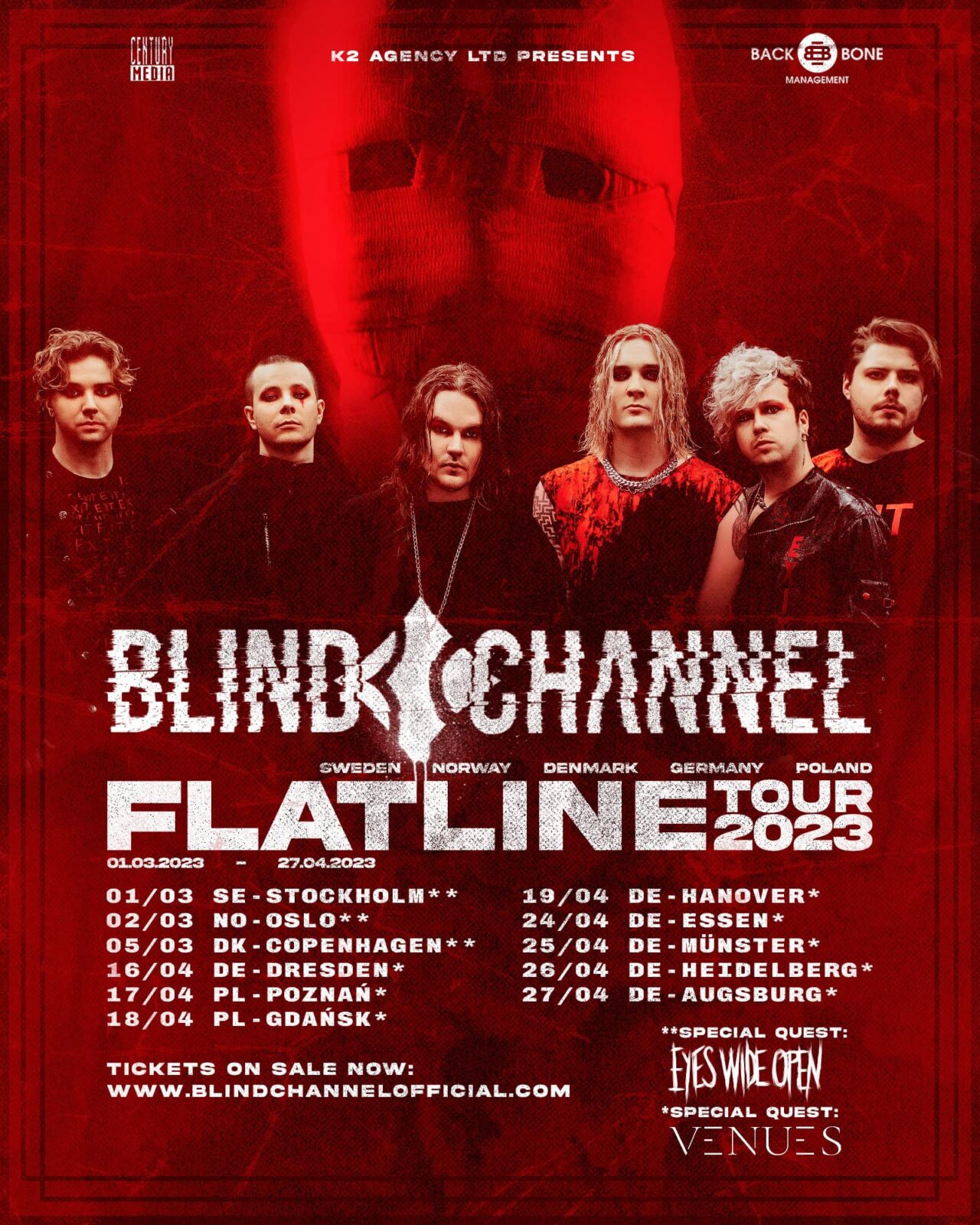 Blind Channel Flatline Tour 2023 Tickets jetzt auf MoreCore.de