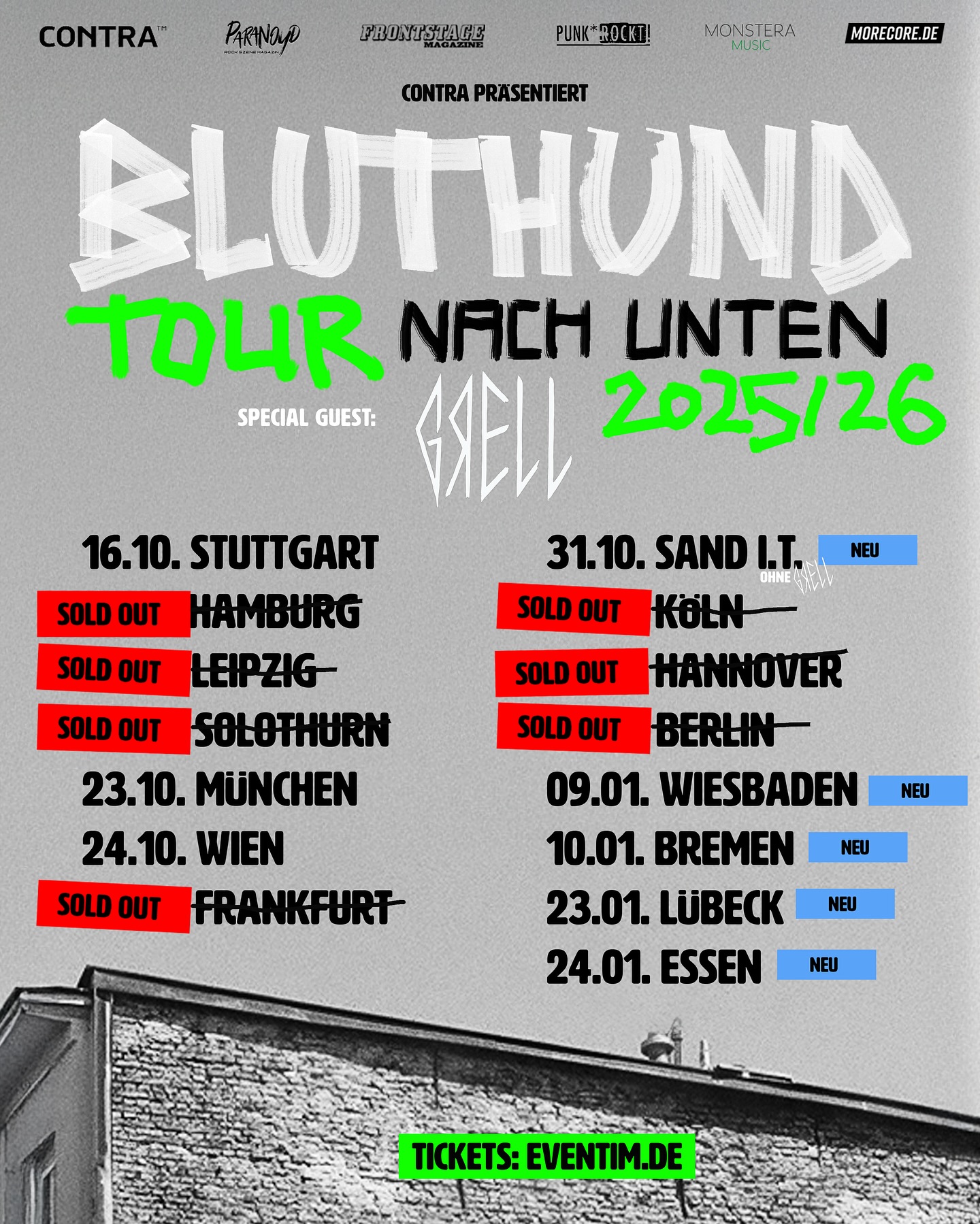 Bluthund Tour Nach Unten 2025/2026 Plakat