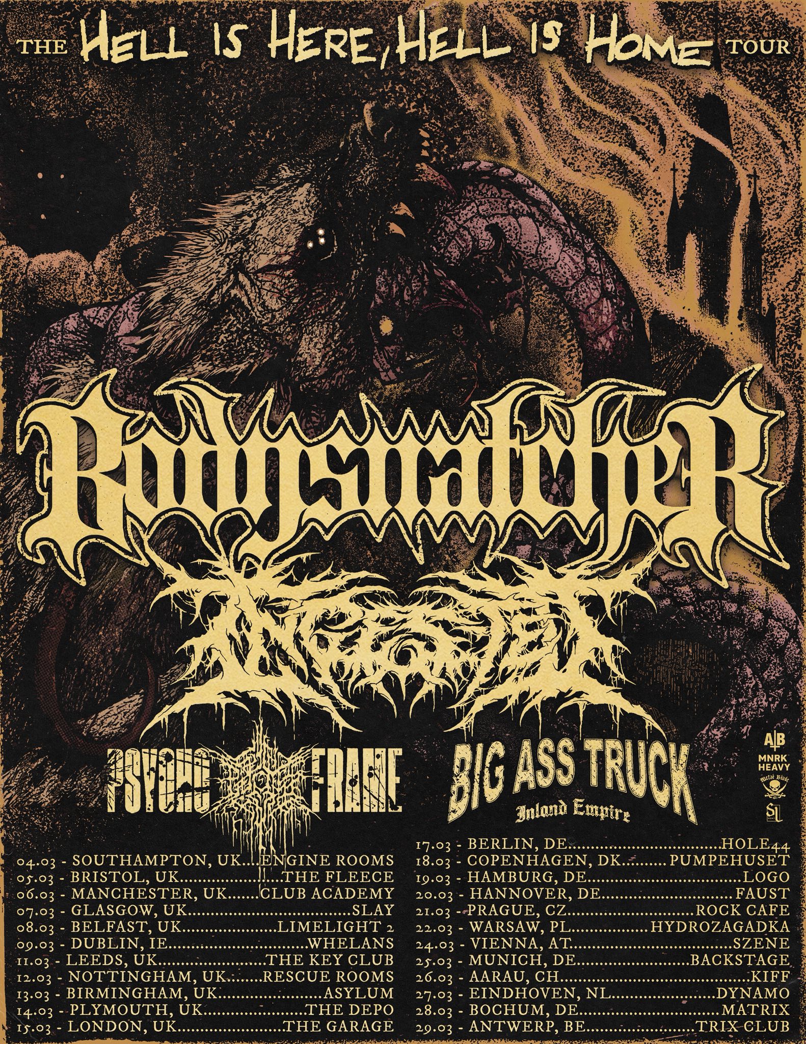 Bodysnatcher The Hell Is Here, Hell Is Home Tour Plakat