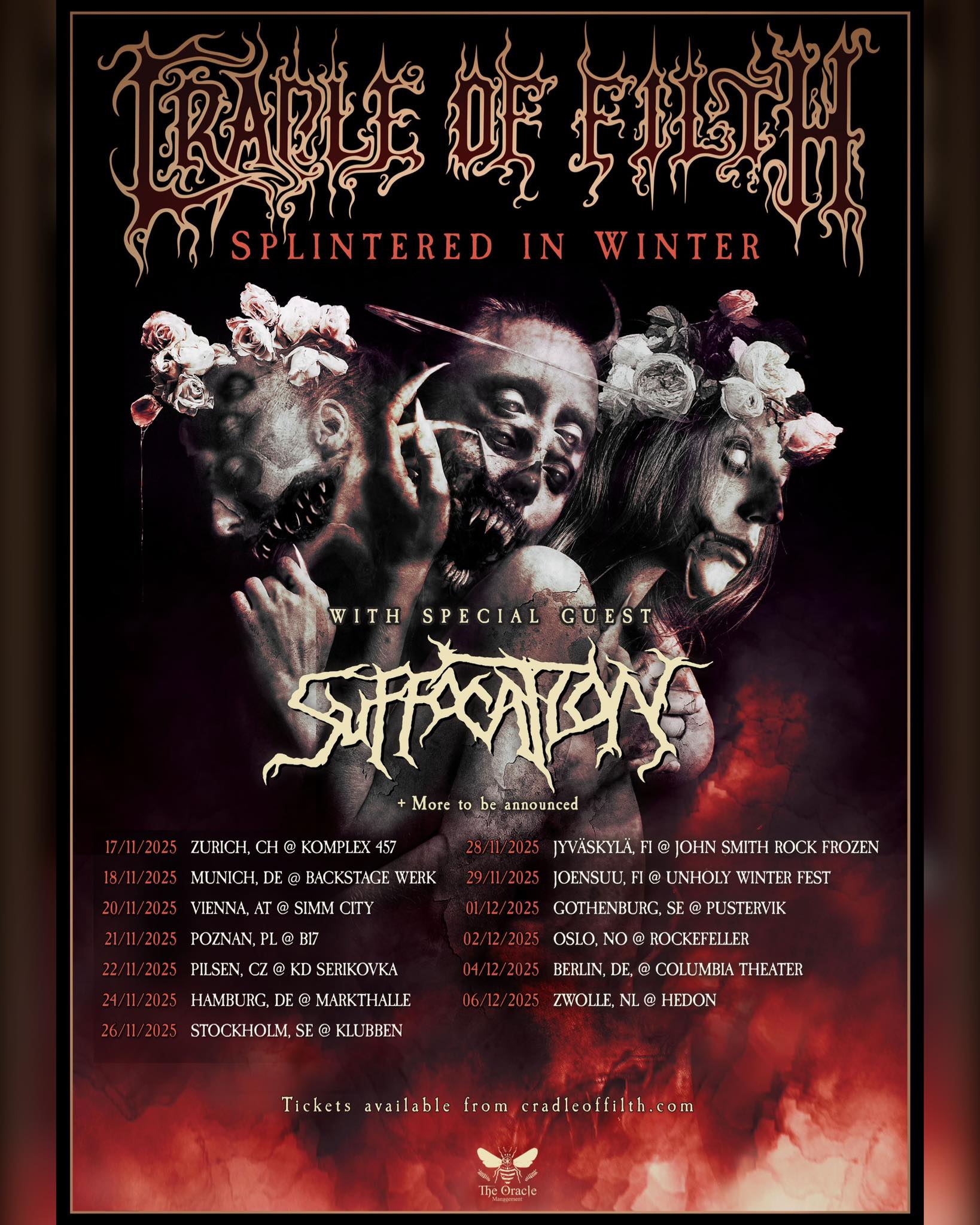 Cradle of Filth Splintered In Winter Tour 2025 Plakat