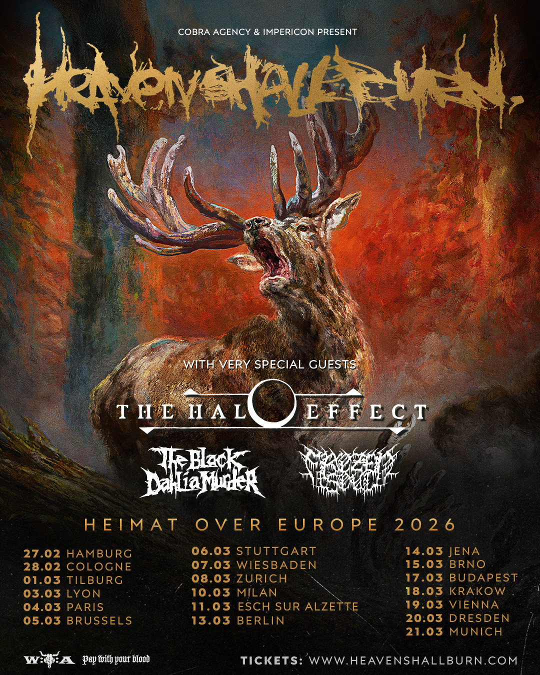 Heaven Shall Burn Heimat Over Europe Tour 2026 Plakat
