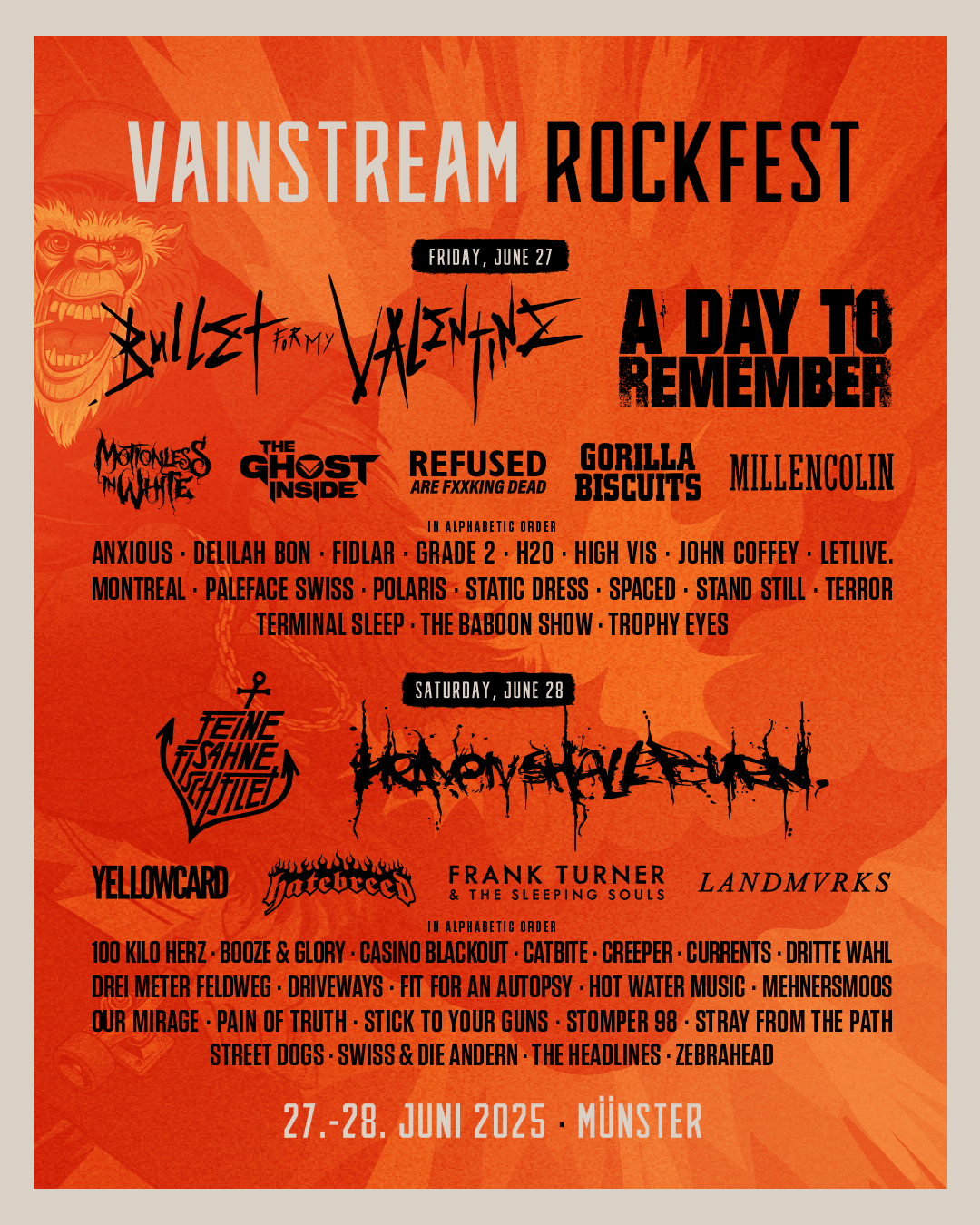 Heaven Shall Burn Vainstream Rockfest 2025 Plakat