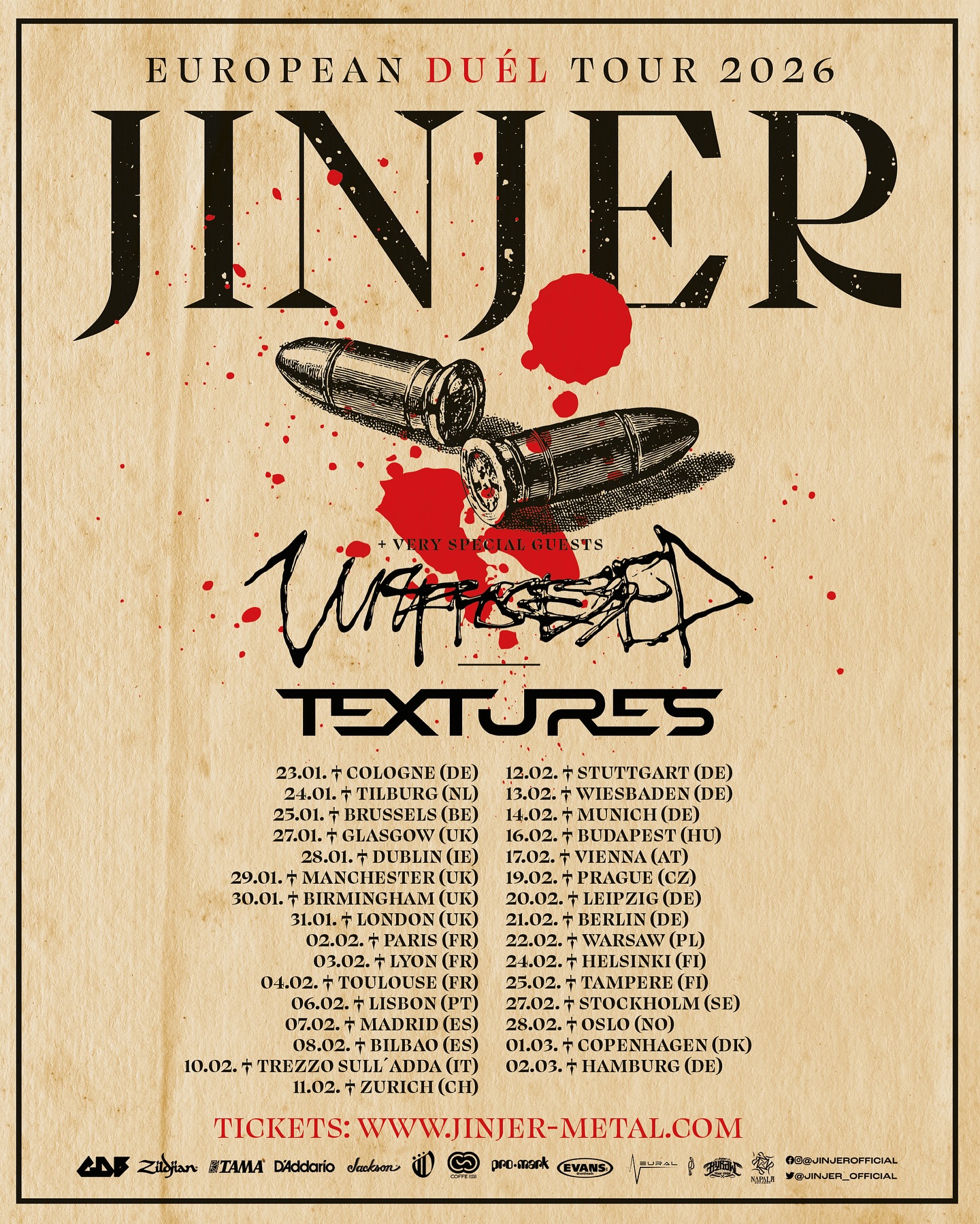 Jinjer Duél Tour 2026 Plakat
