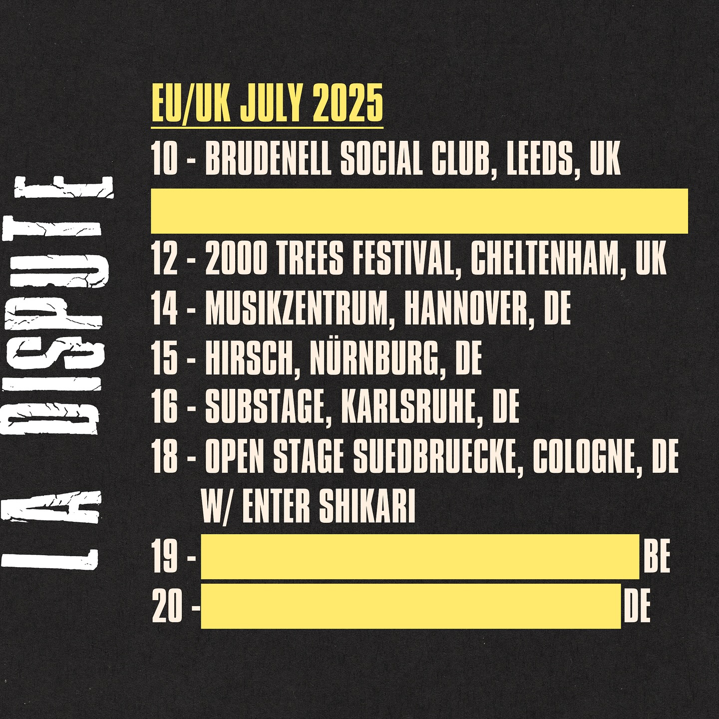 La Dispute Tour 2025 Plakat