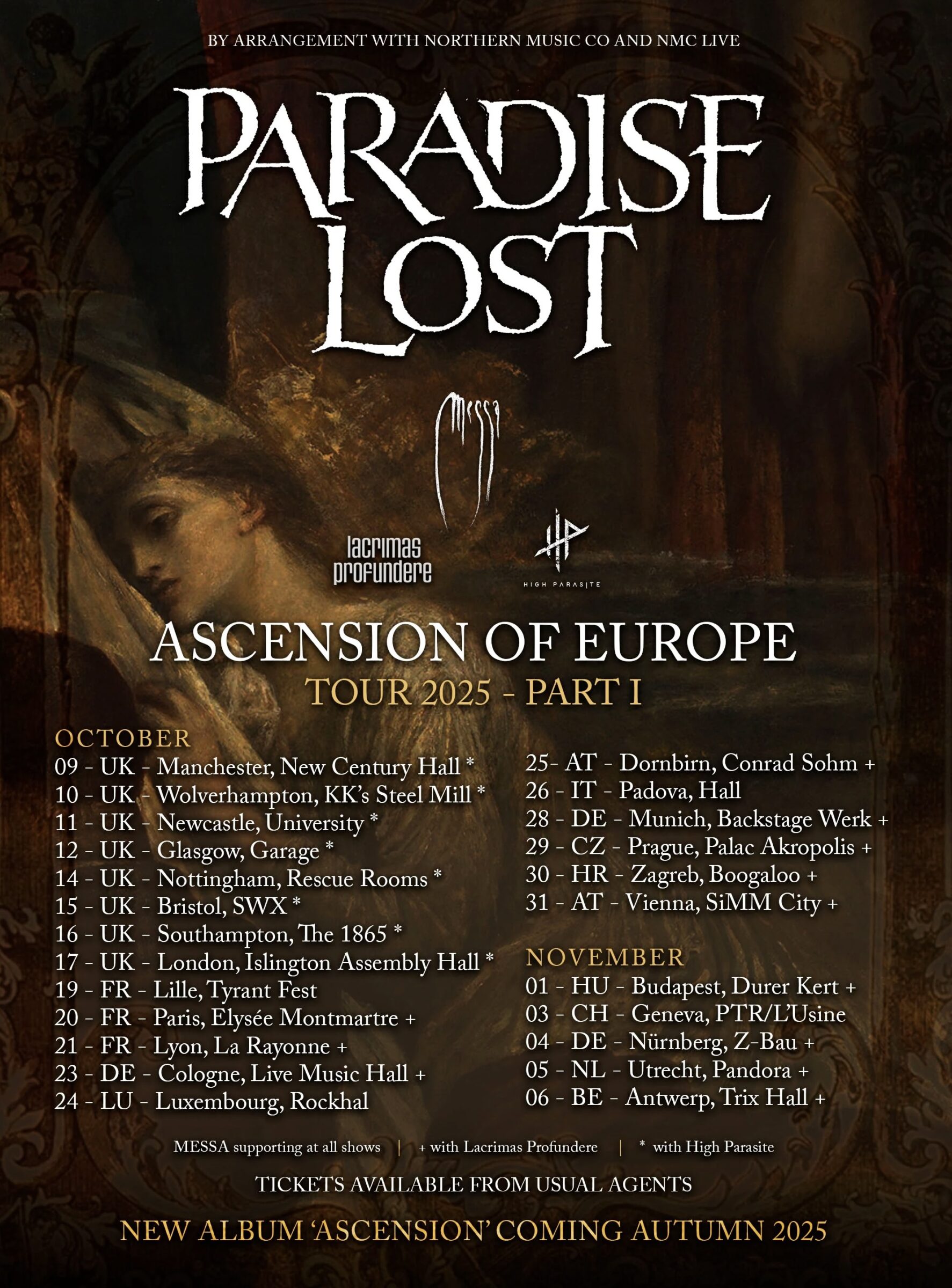 Paradise Lost Ascension of Europe Tour 2025 Konzerte Tickets