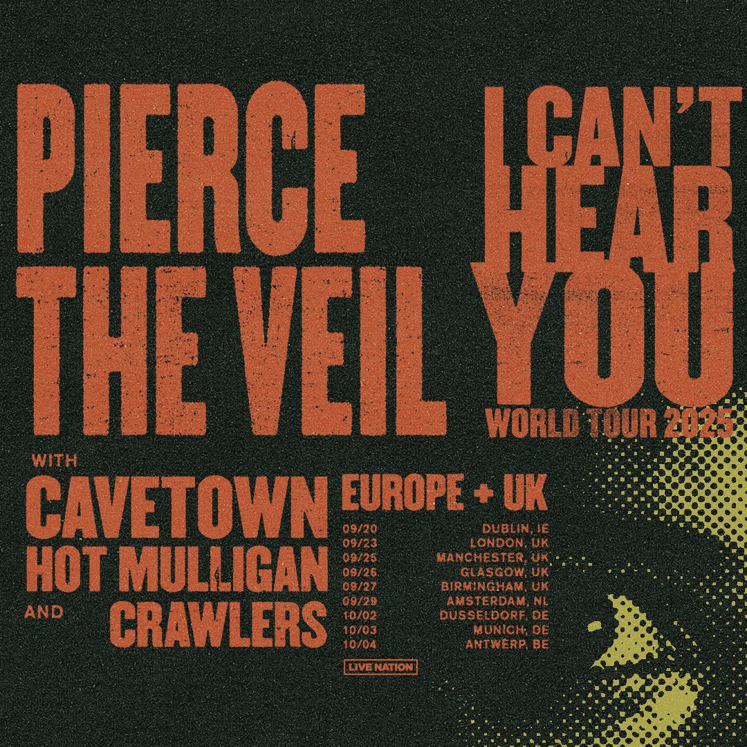 Pierce the Veil I Can’t Hear You Tour 2025 Plakat