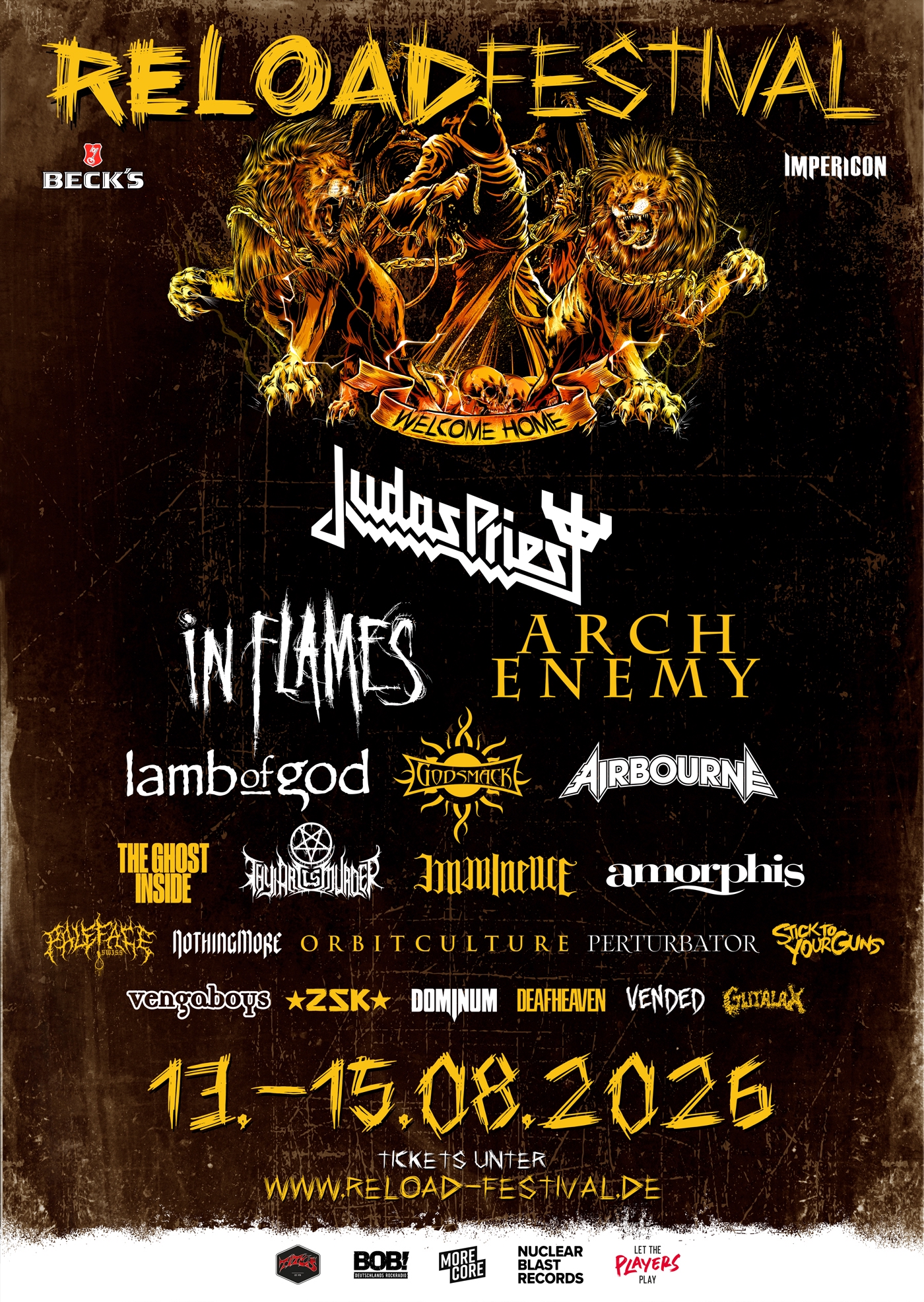 Judas Priest Reload Festival 2026 Plakat