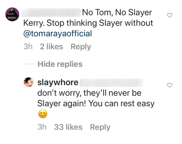 Slayer Kerry King Tom Araya Ayesha King